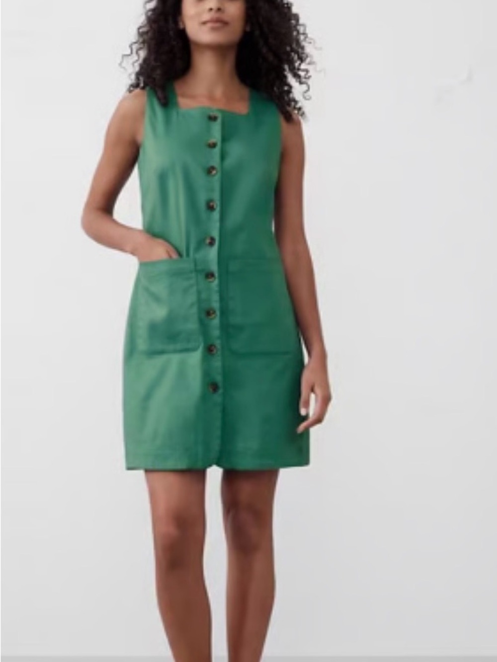 Banana Republic Green Button-Front Mini Shift Dress